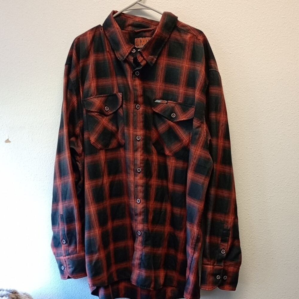 Dixxon EVO Orange Black Flannel Work Utility Casual Button Down Shirt Size 4X